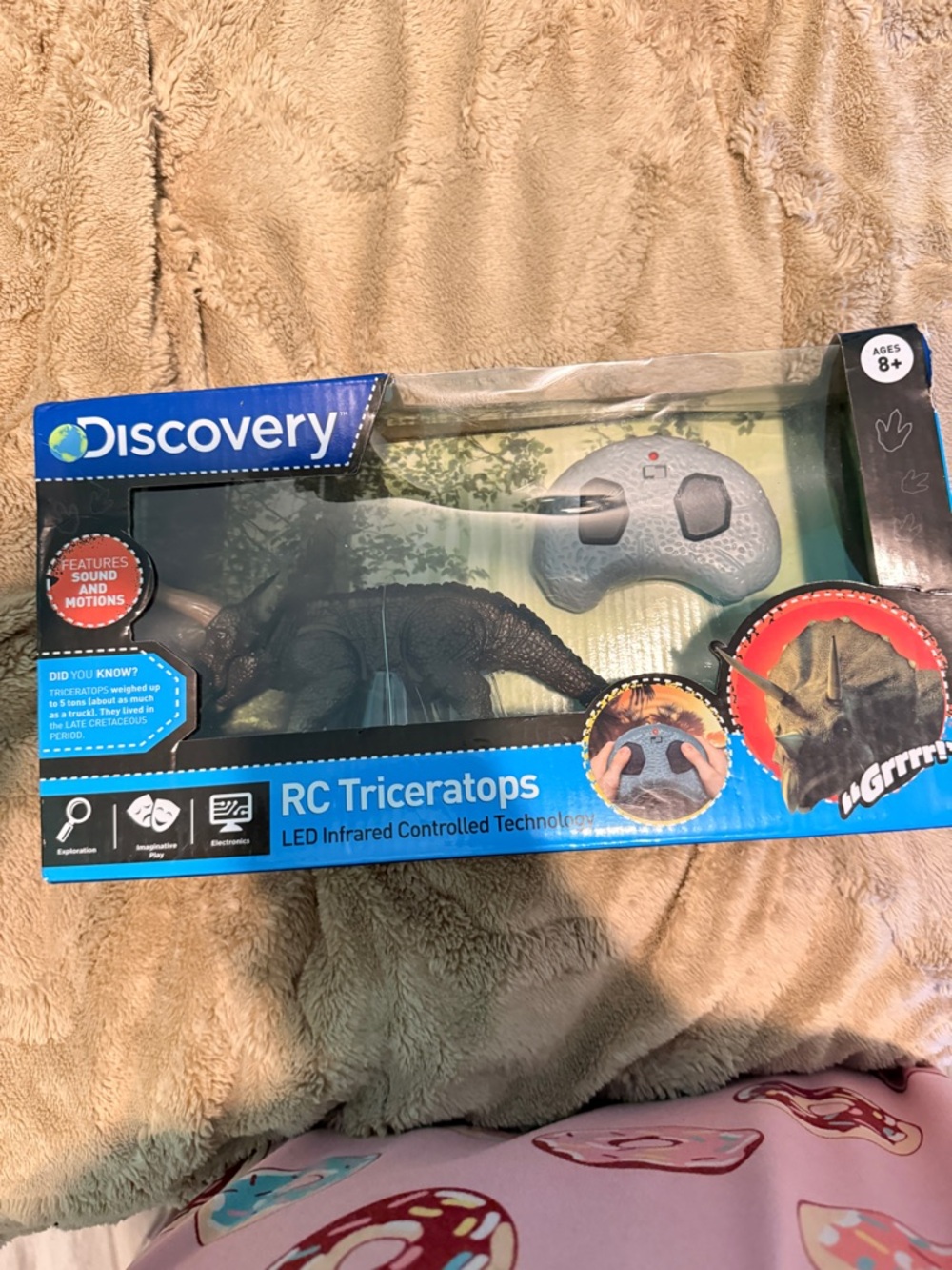Discovery RC Triceratops Toy - Brown and Tan